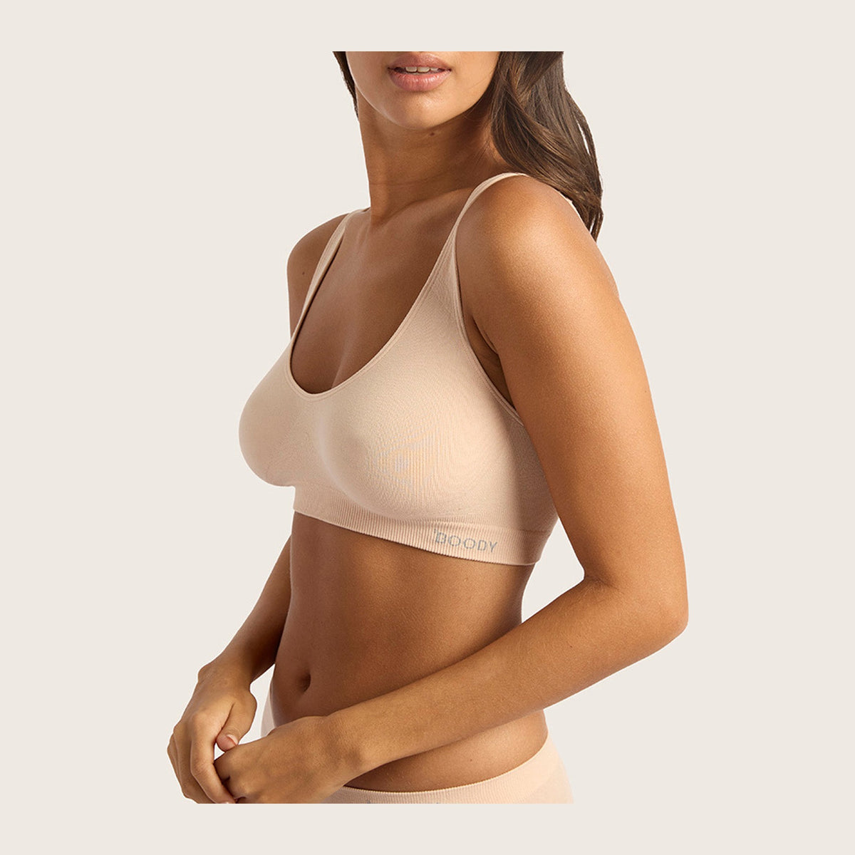 Women's Shaper Seamless Crop Bra in nude, Boody organically grown bamboo