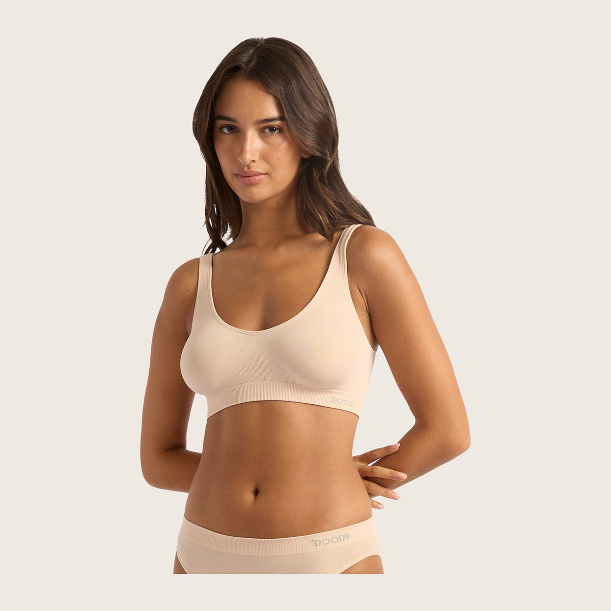 Women's Shaper Seamless Crop Bra in nude, Boody organically grown bamboo