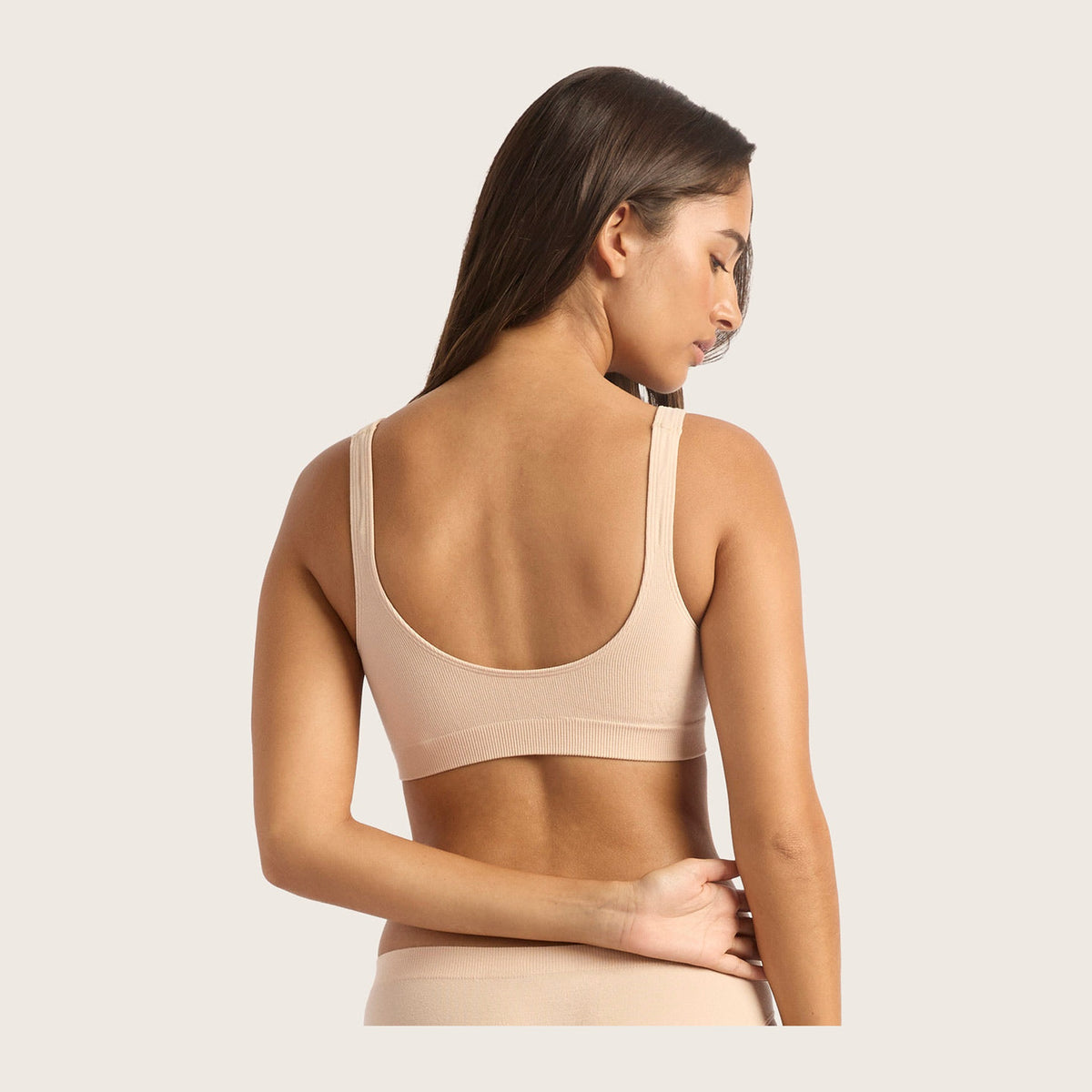 Women's Shaper Seamless Crop Bra in nude, Boody organically grown bamboo