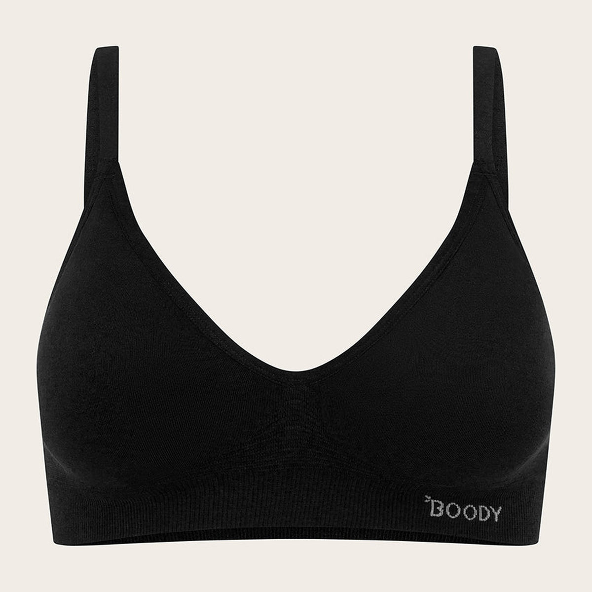 Women's Wireless T-Shirt Bra in black, Boody organically grown bamboo