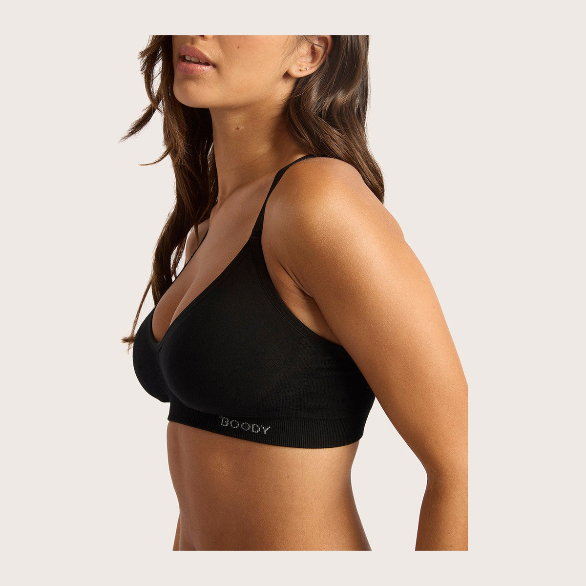 Women's Wireless T-Shirt Bra in black, Boody organically grown bamboo