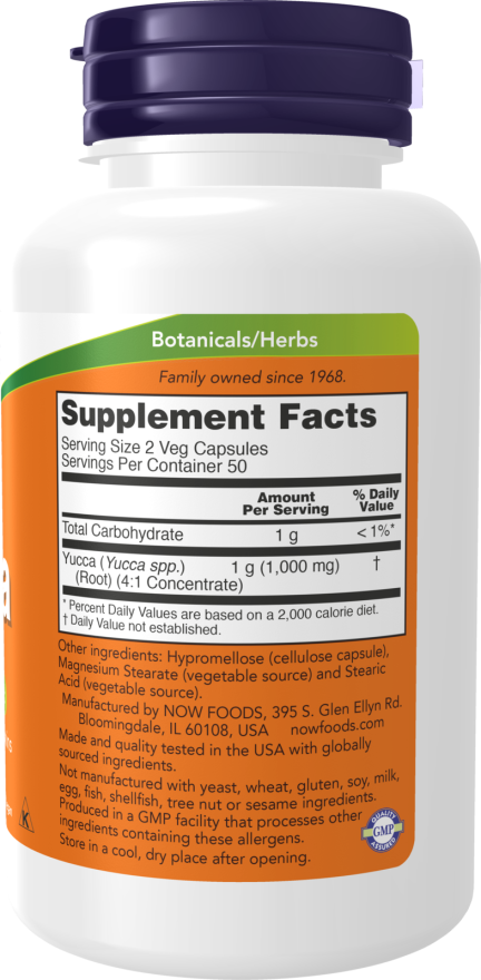 Image of Yucca 500mg 100caps supplement facts