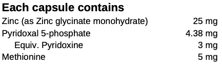 Image of Zinc Plus 90 caps ingredients 