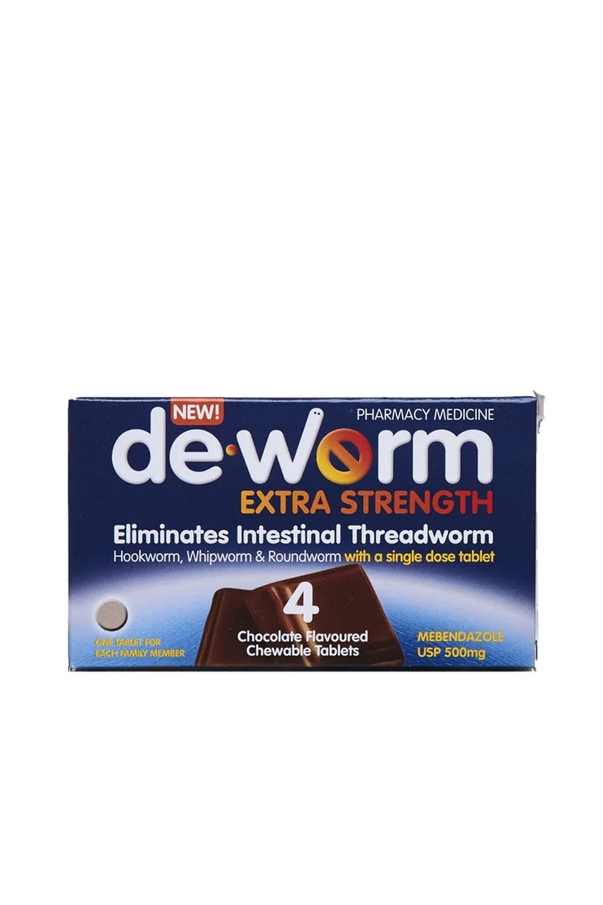 DE-WORM 500mg 4 tablets Chocolate-Matakana Pharmacy