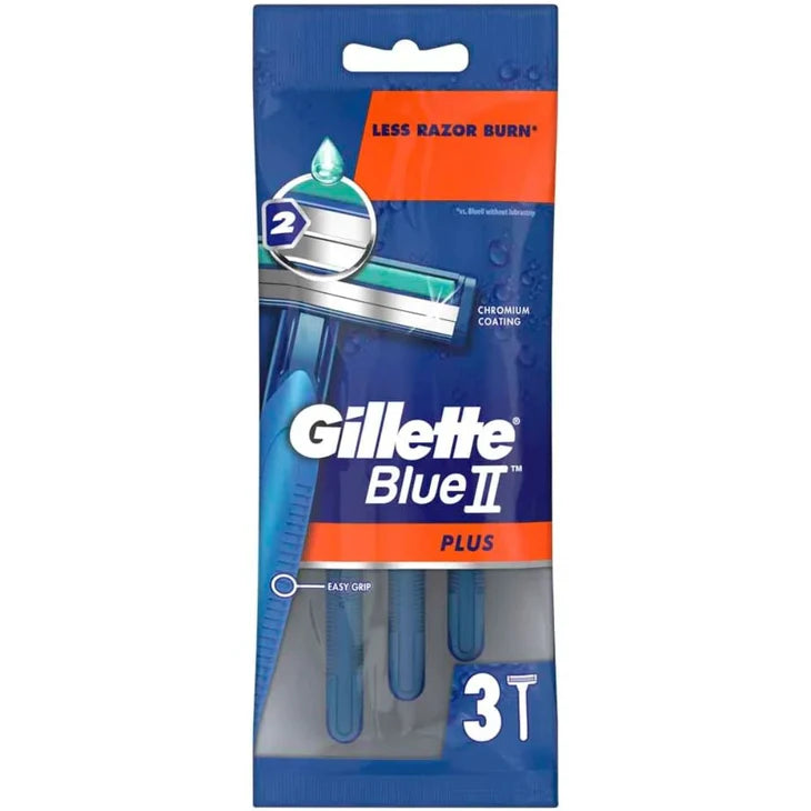 GILLETTE Blue II Plus Razors 3pk-Matakana Pharmacy