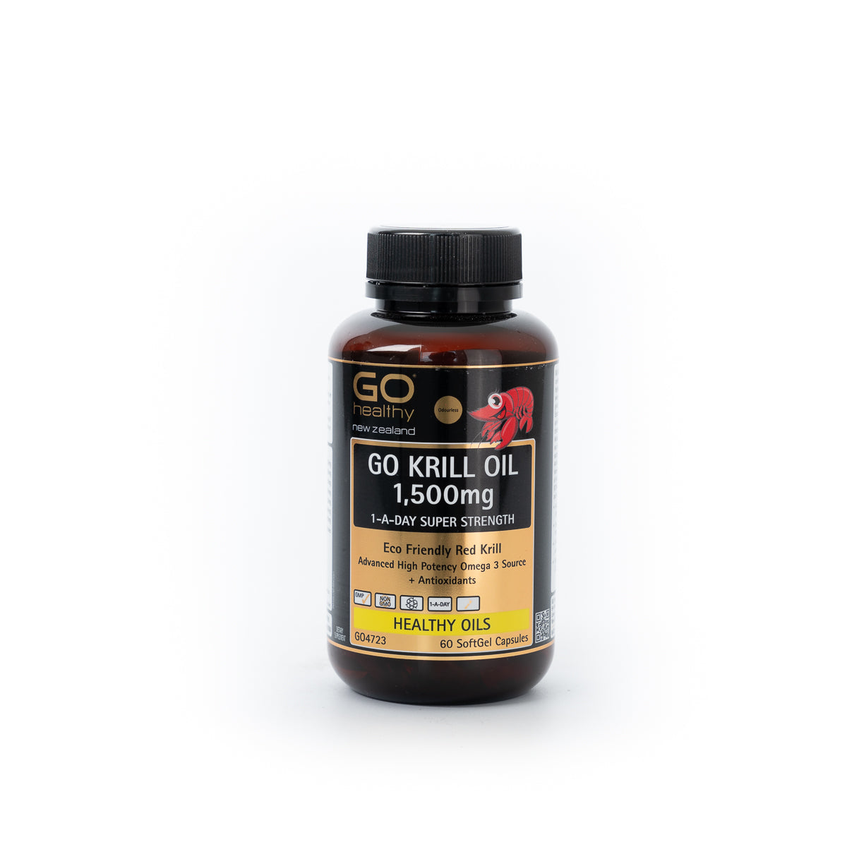 GO HEALTHY Krill Oil 1500mg 1-A-Day 60caps-Matakana Pharmacy