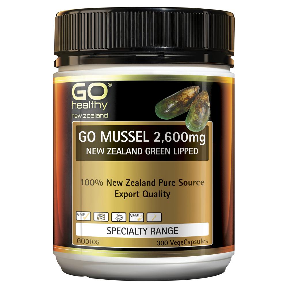 GO HEALTHY New Zealand Green Lipped Mussle 2600mg 300caps-Matakana Pharmacy
