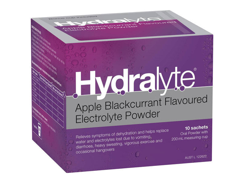 HYDRALYTE Powder Apple & Blackcurrant 10 Sachets-Matakana Pharmacy