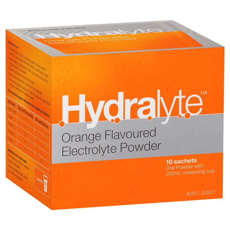 HYDRALYTE Powder Orange 10 Sachets-Matakana Pharmacy