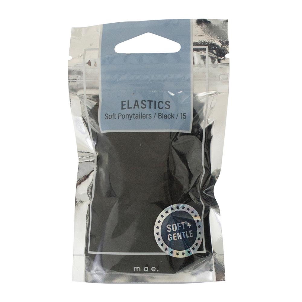 MAE Elastics Soft Ponytailers Black 15pk-Matakana Pharmacy