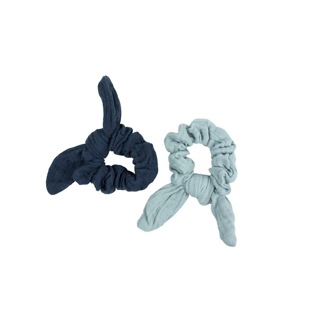 MAE Elastics Scrunchies Muslin Denim/Soft Grey 2pk-Matakana Pharmacy