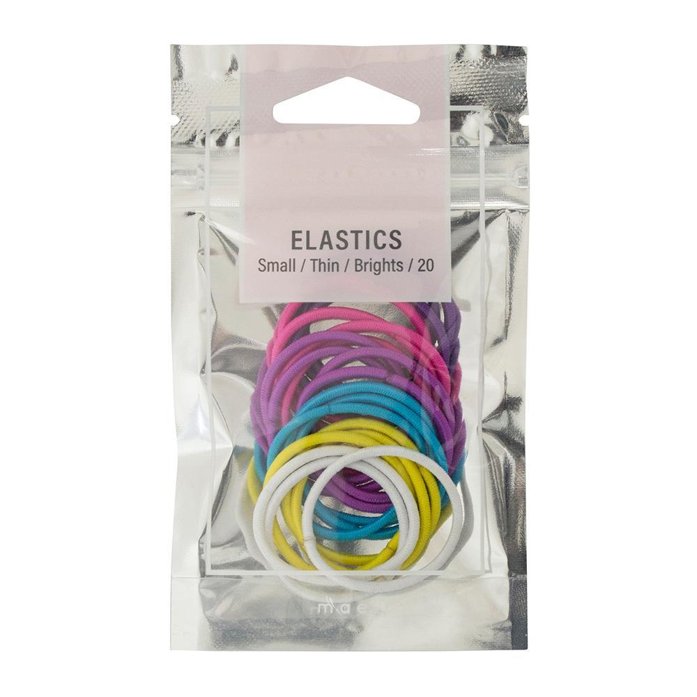 MAE Elastics Thin Small Assorted Brights 20pk-Matakana Pharmacy