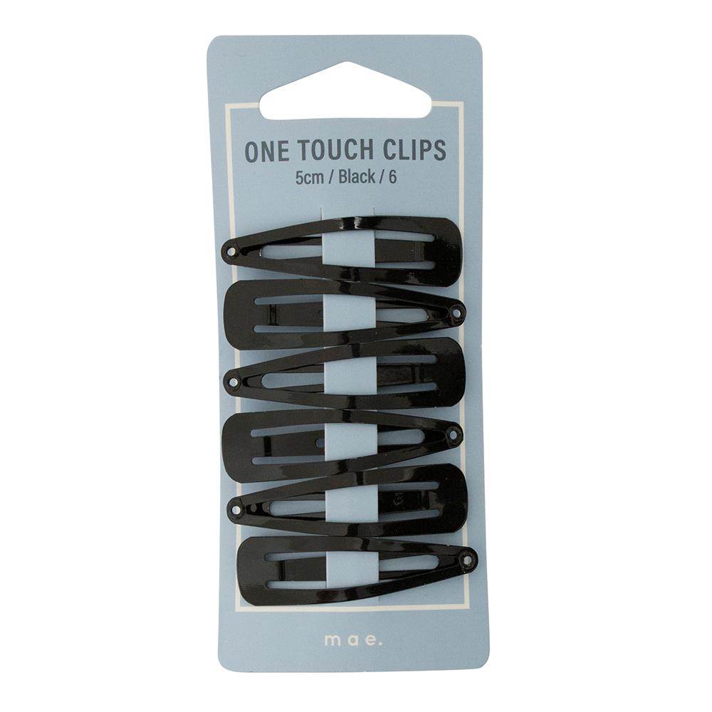 MAE One Touch Clips 5cm Black 6pk-Matakana Pharmacy