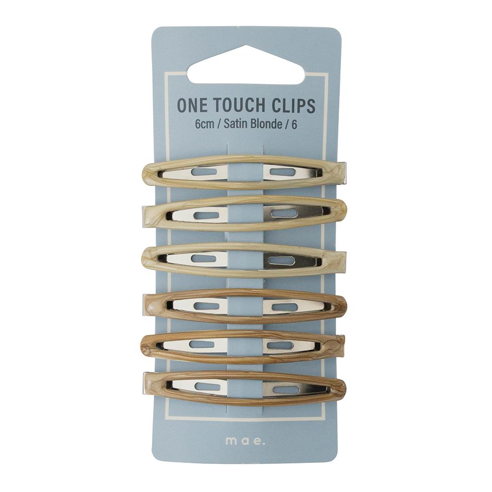 MAE One Touch Clip 6cm Satin Blonde 6pk-Matakana Pharmacy