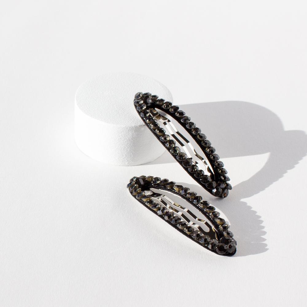 ADORN by Mae. One Touch Clips Oval Rhinestone Smoke 2pk-Matakana Pharmacy