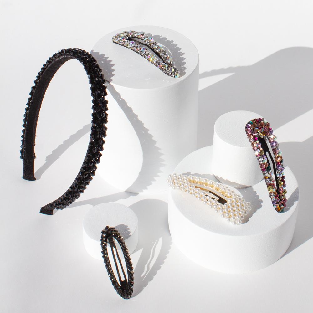 ADORN by Mae. One Touch Clips Oval Rhinestone Smoke 2pk-Matakana Pharmacy