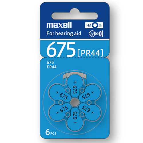 MAXELL Hearing Aid Battery A675(PR44) 6pk-Matakana Pharmacy