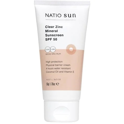 NATIO Clear Zinc Mineral Sunscreen SPF50 50g-Matakana Pharmacy