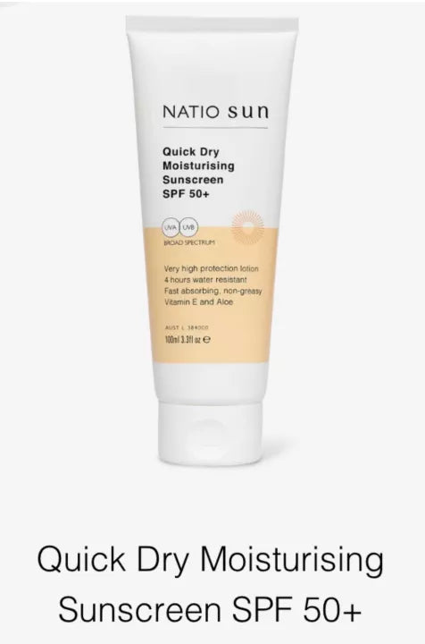 NATIO Quick Dry Moist SPF50+ 100ml-Matakana Pharmacy