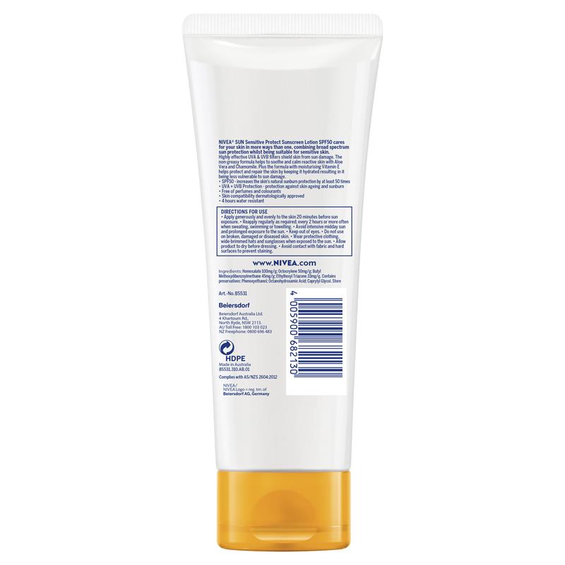 NIVEA Sun Sensitive Tube SPF50 100ml-Matakana Pharmacy