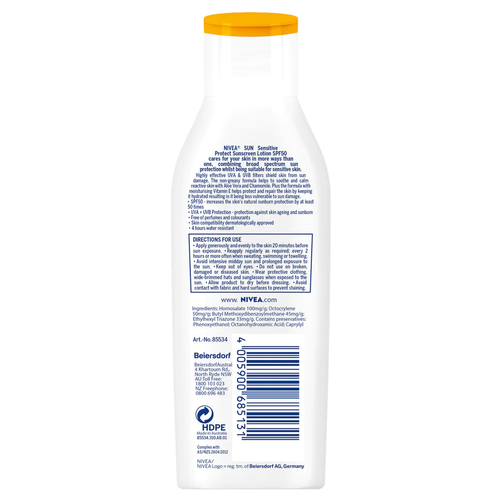 NIVEA Sun Sensitive Lotion SPF50 200ml-Matakana Pharmacy