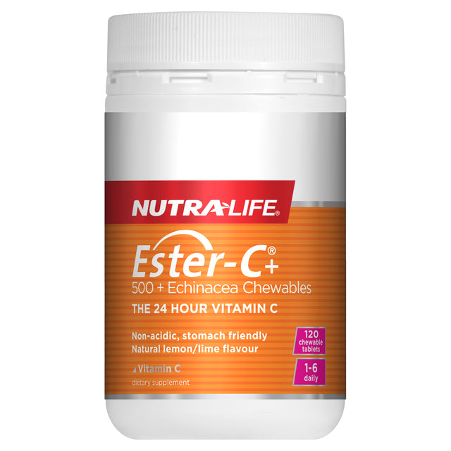 NutraLife Ester C 500mg Echinacea Chewable 120tabs-Matakana Pharmacy