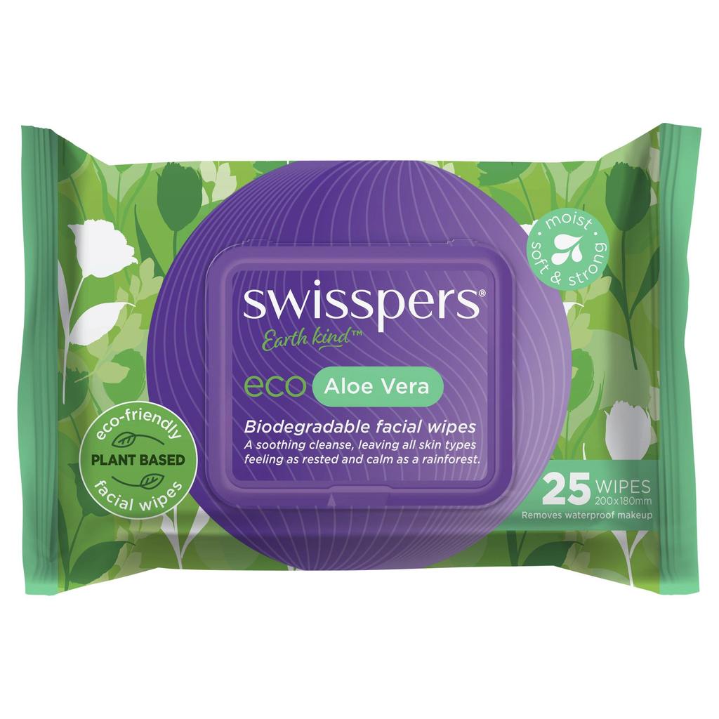SWISSPERS Eco A/Vera Fac. Wipes 25s-Matakana Pharmacy