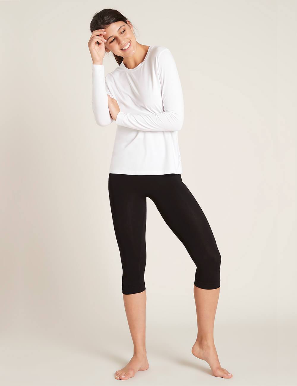 Boody Long Sleeve Round Neck T-Shirt White L-Matakana Pharmacy